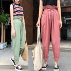 Drawstring Paperbag Waist Pants