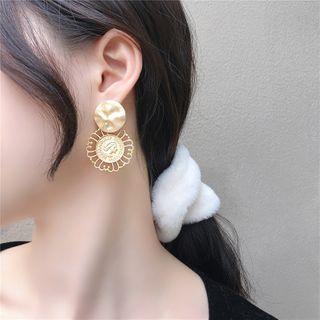 Embossed Flower Alloy Dangle Earring