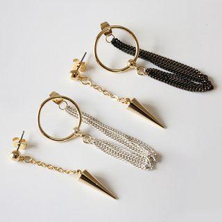 Multi-chain & Spike Non-matching Drop Earrings