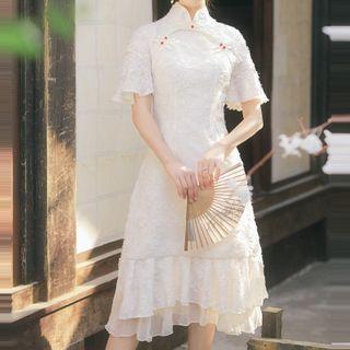 Short-sleeve Mermaid Midi Qipao