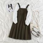 Long-sleeve Blouse / Midi A-line Overall Dress