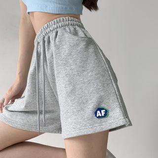 Patched Wide-leg Sweatshorts