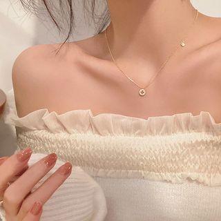 Sterling Silver Rhinestone Necklace Necklace - 925 Silver Gold - Gold - One Size