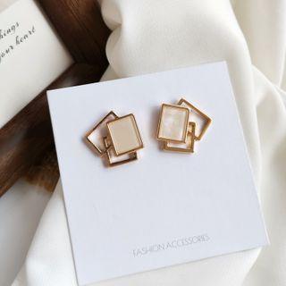 Alloy Rectangle Earring 1 Pair - Alloy Rectangle Earring - One Size