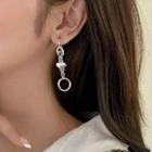 Chain Dangle Earring 1 Pair - Silver Needle - Asymmetric - One Size