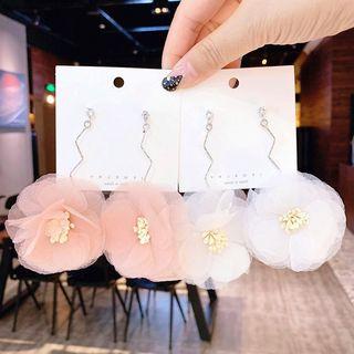 Rhinestone & Mesh Flower Drop Earring