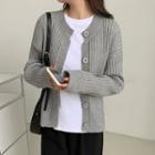 Ribbed Knit Cardigan Gray - One Size