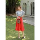 Round-neck Ruffle-trim Floral Blouse