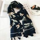 Printed Scarf Dragonfly - Navy Blue - One Size