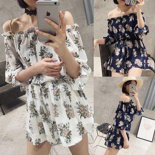 Set: Elbow-sleeve Off Shoulder Top + Shorts