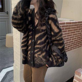 Leopard Cardigan Black & Almond - One Size