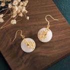 Bamboo Alloy Faux Gemstone Dangle Earring Cp111 - 1 Pair - White & Gold - One Size