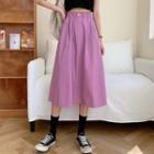 A-line Midi Skirt Purple - One Size