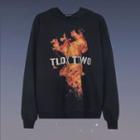 Lettering Fire Print Sweatshirt