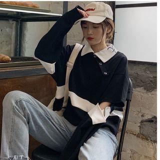 Long-sleeve Cutout Polo Shirt