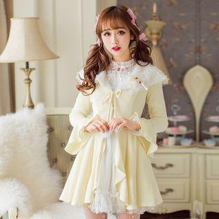 Mesh Panel Long-sleeve Knit Jacket