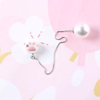 Cat Paw Faux-pearl Threader Earrings