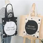 Dotted Lettering Canvas Tote Bag