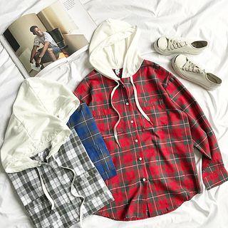 Check Loose-fit Hooded Top