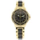 Crystal Covered Wrist Watch Gold & Black - One Size