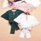 Open Back Bow Detail Short Sleeve Blouse