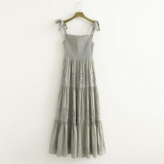 Strappy Pointelle Midi A-line Dress