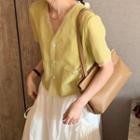 Set Of 2: V-neck Top + A-line Midi Skirt