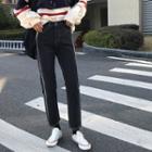Frayed Cropped Straight-fit Jeans
