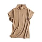 Mock-neck Cap-sleeve T-shirt