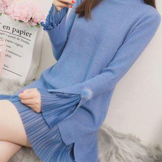 Chiffon Hem Mini Sweater Dress