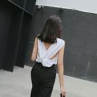 Knot-back Sleeveless Chiffon Top