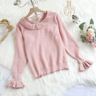 Lace-up Ruffled Sweater