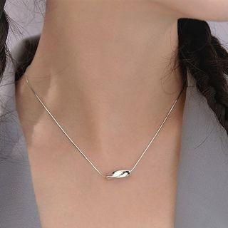 Twisted Bar Pendant Sterling Silver Necklace