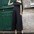 Asymmetric One Shoulder Wide-leg Jumpsuit