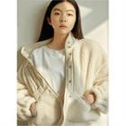 High-neck Fleece Jacket Ivory - One Size