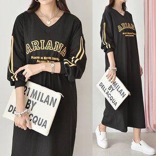 V-neck Printed Pullover Dress