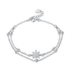 925 Sterling Silver Double Star Bracelet With Austrian Element Crystal Silver - One Size