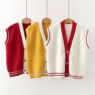 Button Knit Vest / Cat Shirt