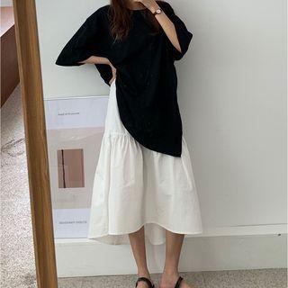 Elbow-sleeve Oversized T-shirt / Midi Skirt