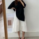 Elbow-sleeve Oversized T-shirt / Midi Skirt