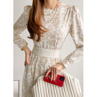 Tie-back Flared Long Floral Dress