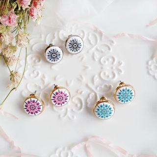 Printed Round Stud Earring
