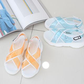 Transparent Cross-strap Sandals