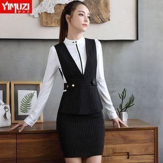 Pinstriped Vest / Set: Pinstriped Vest + Dress Pants / + Skirt / + Long-sleeve Shirt