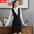 Pinstriped Vest / Set: Pinstriped Vest + Dress Pants / + Skirt / + Long-sleeve Shirt