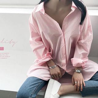 Plain Loose-fit Cotton Shirt