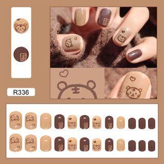 Tiger Faux Nail Tips R336 - Coffee & Brown - One Size