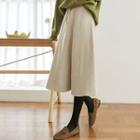Tie-waist Flared Long Knit Skirt