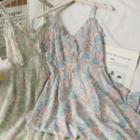 Sleeveless Ruffle-trim Printed Midi Dress