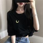 Couple Matching Short-sleeve Moon Embroidery T-shirt
